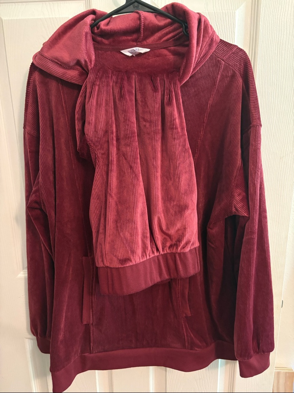 Plush Corduroy Hoodie and lounge pants in Deep Wine Red